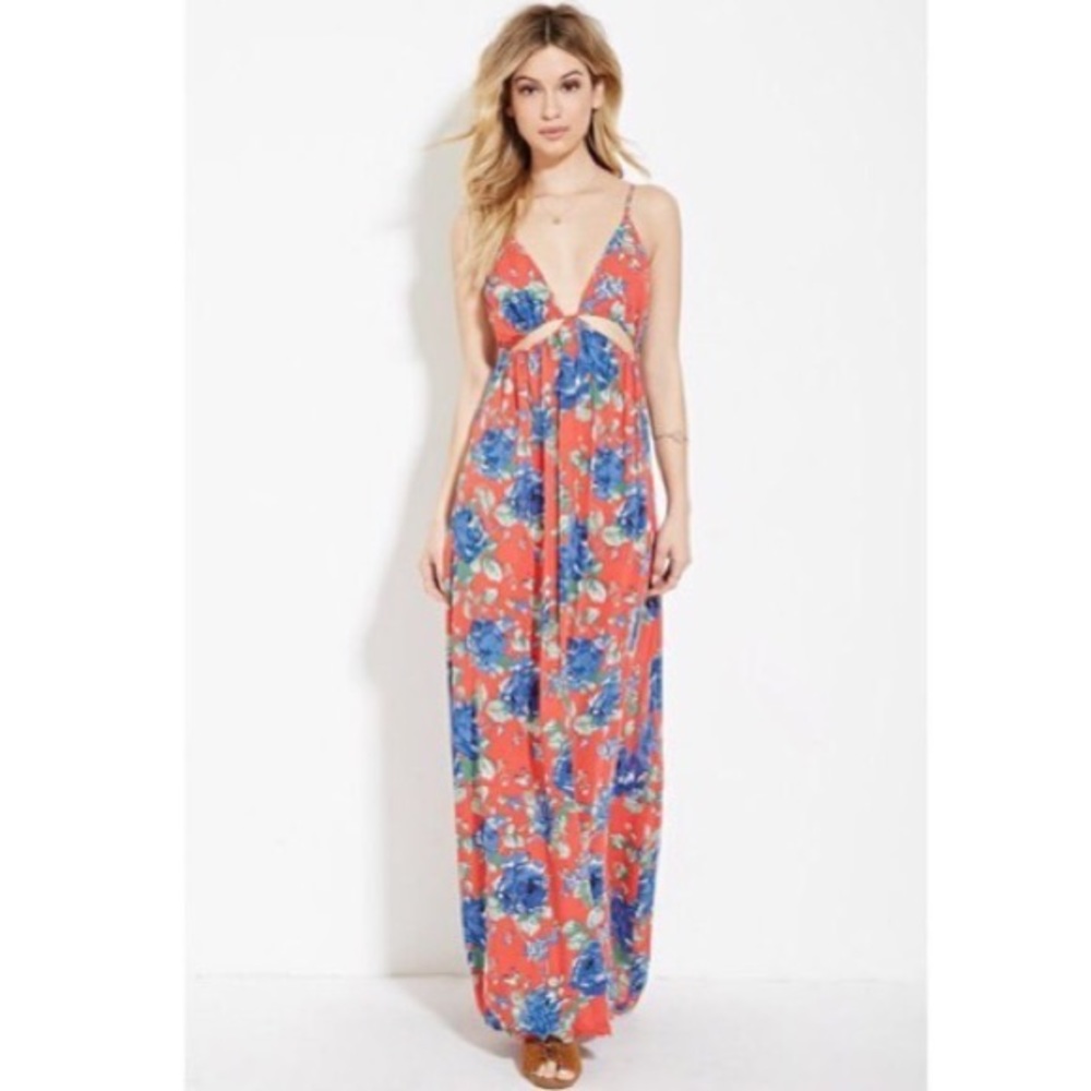 Forever 21 Floral Maxi Dress with cut-outs